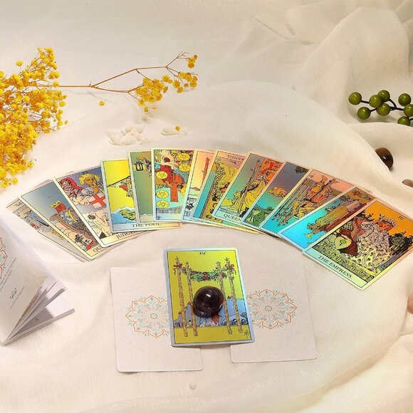 Rainbow Tarot Cards Decks, Tarot Card and Book Sets for Beginners, Holographic T - Picture 2 of 6